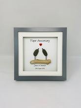 Load image into Gallery viewer, 1st Paper 1 Year Wedding Anniversary Frame - Pebble Birds