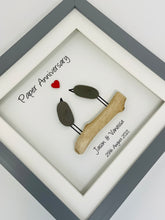 Load image into Gallery viewer, 1st Paper 1 Year Wedding Anniversary Frame - Pebble Birds
