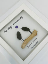 Load image into Gallery viewer, 33rd Amethyst 33 Years Wedding Anniversary Frame - Pebble Birds