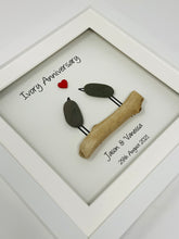 Load image into Gallery viewer, 14th Ivory 14 Years Wedding Anniversary Frame - Pebble Birds