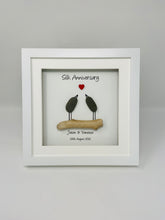 Load image into Gallery viewer, 12th Silk 12 Years Wedding Anniversary Frame - Pebble Birds