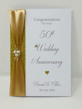 Load image into Gallery viewer, 50th Wedding Anniversary Card - Golden 50 Year Fiftieth Anniversary Luxury Greeting Card Personalised