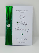 Load image into Gallery viewer, 55th Wedding Anniversary Card - Emerald 55 Year Fifty Fifth Anniversary Luxury Greeting Card Personalised