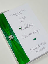 Load image into Gallery viewer, 55th Wedding Anniversary Card - Emerald 55 Year Fifty Fifth Anniversary Luxury Greeting Card Personalised