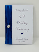 Load image into Gallery viewer, 45th Wedding Anniversary Card - Sapphire 45 Year Forty Fifth Anniversary Luxury Greeting Card Personalised