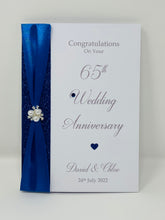 Load image into Gallery viewer, 65th Wedding Anniversary Card - Blue Sapphire 65 Year Sixty Fifth Anniversary Luxury Greeting Card Personalised