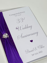 Load image into Gallery viewer, 33rd Wedding Anniversary Card - Amethyst 33 Year Thirty Third Anniversary Luxury Greeting Card, Personalised