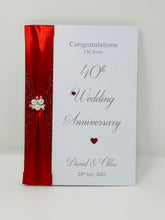 Load image into Gallery viewer, 40th Wedding Anniversary Card - Ruby 40 Year Fourtieth Anniversary Luxury Greeting Card Personalised