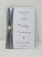 Load image into Gallery viewer, 10th Wedding Anniversary Card - Tin 10 Year Tenth Anniversary Luxury Greeting Card, Personalised