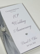 Load image into Gallery viewer, 10th Wedding Anniversary Card - Tin 10 Year Tenth Anniversary Luxury Greeting Card, Personalised