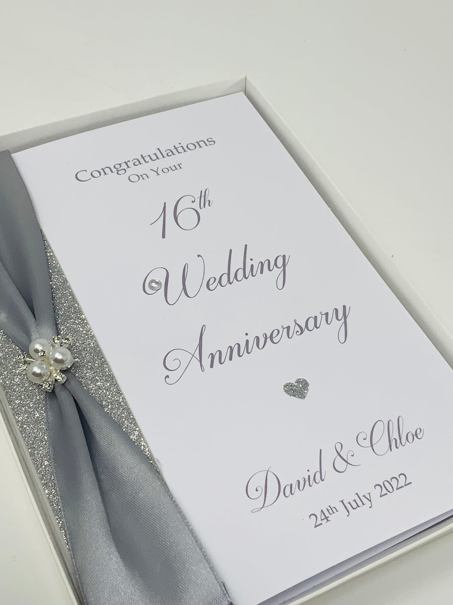 16th Wedding Anniversary Card Silver Holloware 16 Year