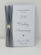 Load image into Gallery viewer, 70th Wedding Anniversary Card - Platinum 70 Year Seventieth Anniversary Luxury Greeting Card Personalised