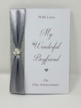 Load image into Gallery viewer, Boyfriend Anniversary Card - Personalised Luxury Handmade Card