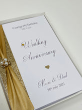 Load image into Gallery viewer, Mum and Dad Wedding Anniversary Card - Any Year Anniversary Luxury Greeting Card Personalised