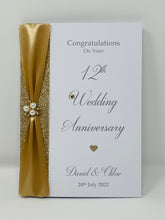 Load image into Gallery viewer, 12th Wedding Anniversary Card - Silk 12 Year Twelfth Anniversary Luxury Greeting Card, Personalised