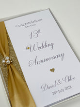 Load image into Gallery viewer, 13th Wedding Anniversary Card - Lace 13 Year Thirteenth Anniversary Luxury Greeting Card, Personalised