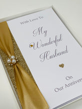 Load image into Gallery viewer, Husband Wedding Anniversary Card - Personalised Luxury Handmade Card