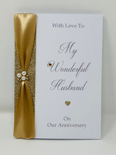 Load image into Gallery viewer, Husband Wedding Anniversary Card - Personalised Luxury Handmade Card