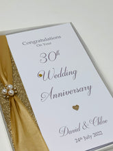 Load image into Gallery viewer, 30th Wedding Anniversary Card - Pearl 30 Year Thirtieth Anniversary Luxury Greeting Card, Personalised
