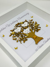 Load image into Gallery viewer, 50th Golden 50 Years Wedding Anniversary Frame - Message Metallic
