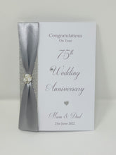 Load image into Gallery viewer, 75th Wedding Anniversary Card - Diamond 75 Year Seventy Fifth Anniversary Luxury Greeting Card Personalised