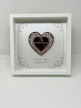 Load image into Gallery viewer, 7th Copper 7 Years Wedding Anniversary Frame - Intricate Mirror Heart