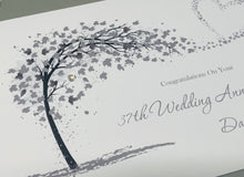 Load image into Gallery viewer, 37th Wedding Anniversary Card - Alabaster 37 Year Thirty Seventh Anniversary Luxury Greeting Card Personalised - Sweeping Heart