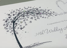 Load image into Gallery viewer, 34th Wedding Anniversary Card - Opal 34 Year Thirty Fourth Anniversary Luxury Greeting Card, Personalised - Sweeping Heart