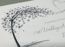 Load image into Gallery viewer, 31st Wedding Anniversary Card - Timepiece 31 Year Thirty First Anniversary Luxury Greeting Card, Personalised - Sweeping Heart