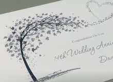 Load image into Gallery viewer, 14th Wedding Anniversary Card - Ivory 14 Year Fourteenth Anniversary Luxury Greeting Card, Personalised - Sweeping Heart