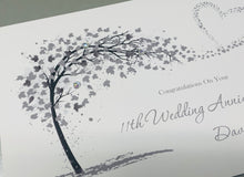 Load image into Gallery viewer, 11th Wedding Anniversary Card - Steel 11 Year Eleventh Anniversary Luxury Greeting Card, Personalised  - Sweeping Heart