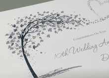 Load image into Gallery viewer, 10th Wedding Anniversary Card - Tin 10 Year Tenth Anniversary Luxury Greeting Card, Personalised  - Sweeping Heart
