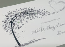 Load image into Gallery viewer, 39th Wedding Anniversary Card - Lace 39 Year Thirty Ninth Anniversary Luxury Greeting Card Personalised - Sweeping Heart