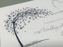 Load image into Gallery viewer, 41st Wedding Anniversary Card - Office Decor 41 Year Forty First Anniversary Luxury Greeting Card Personalised - Sweeping Heart