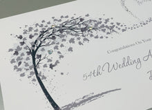 Load image into Gallery viewer, 54th Wedding Anniversary Card - Glass 54 Year Fifty Fourth Anniversary Luxury Greeting Personalised - Sweeping Heart