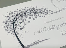 Load image into Gallery viewer, 70th Wedding Anniversary Card - Platinum 70 Year Seventieth Anniversary Luxury Greeting Card Personalised - Sweeping Heart