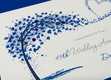 Load image into Gallery viewer, 45th Wedding Anniversary Card - Sapphire 45 Year Forty Fifth Anniversary Luxury Greeting Card Personalised - Sweeping Heart