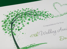 Load image into Gallery viewer, 47th Wedding Anniversary Card - Garden 47 Year Forty Seventh Anniversary Luxury Greeting Personalised - Sweeping Heart