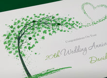 Load image into Gallery viewer, 20th Wedding Anniversary Card - China 20 Year Twentieth Anniversary Luxury Greeting Card, Personalised - Sweeping Heart