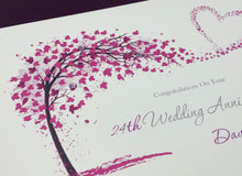 Load image into Gallery viewer, 24th Wedding Anniversary Card - Opal 24 Year Twenty Fourth Anniversary Luxury Greeting Card, Personalised - Sweeping Heart