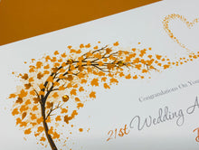 Load image into Gallery viewer, 21st Wedding Anniversary Card - Brass 21 Year Twenty First Anniversary Luxury Greeting Card, Personalised - Sweeping Heart