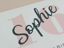 Load image into Gallery viewer, Any Age Birthday Card - Personalised Greeting Card - Pink Number