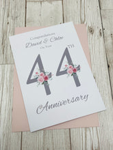 Load image into Gallery viewer, 44th Wedding Anniversary Card - Electronics 44 Year Forty Fourth Anniversary Luxury Greeting Personalised - Floral Number