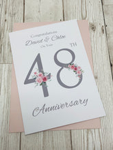 Load image into Gallery viewer, 48th Wedding Anniversary Card - Home Improvement 48 Year Forty Eighth Anniversary Luxury Greeting Personalised - Floral Number