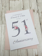 Load image into Gallery viewer, 51st Wedding Anniversary Card - Photo Camera 51 Year Fifty First Anniversary Luxury Greeting Personalised - Floral Number