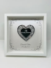 Load image into Gallery viewer, 4th 4 Year Linen Wedding Anniversary Frame - Intricate Mirror Heart