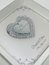 Load image into Gallery viewer, 4th 4 Year Linen Wedding Anniversary Frame - Intricate Mirror Heart