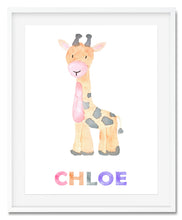 Load image into Gallery viewer, Name Watercolour Wildlife Zoo Animal A4 Print - 26 Animals To Choose From