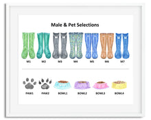Load image into Gallery viewer, Wellington Boots Family Watercolour Print - Design 3
