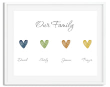 Load image into Gallery viewer, Rainbow Heart Family Watercolour Print